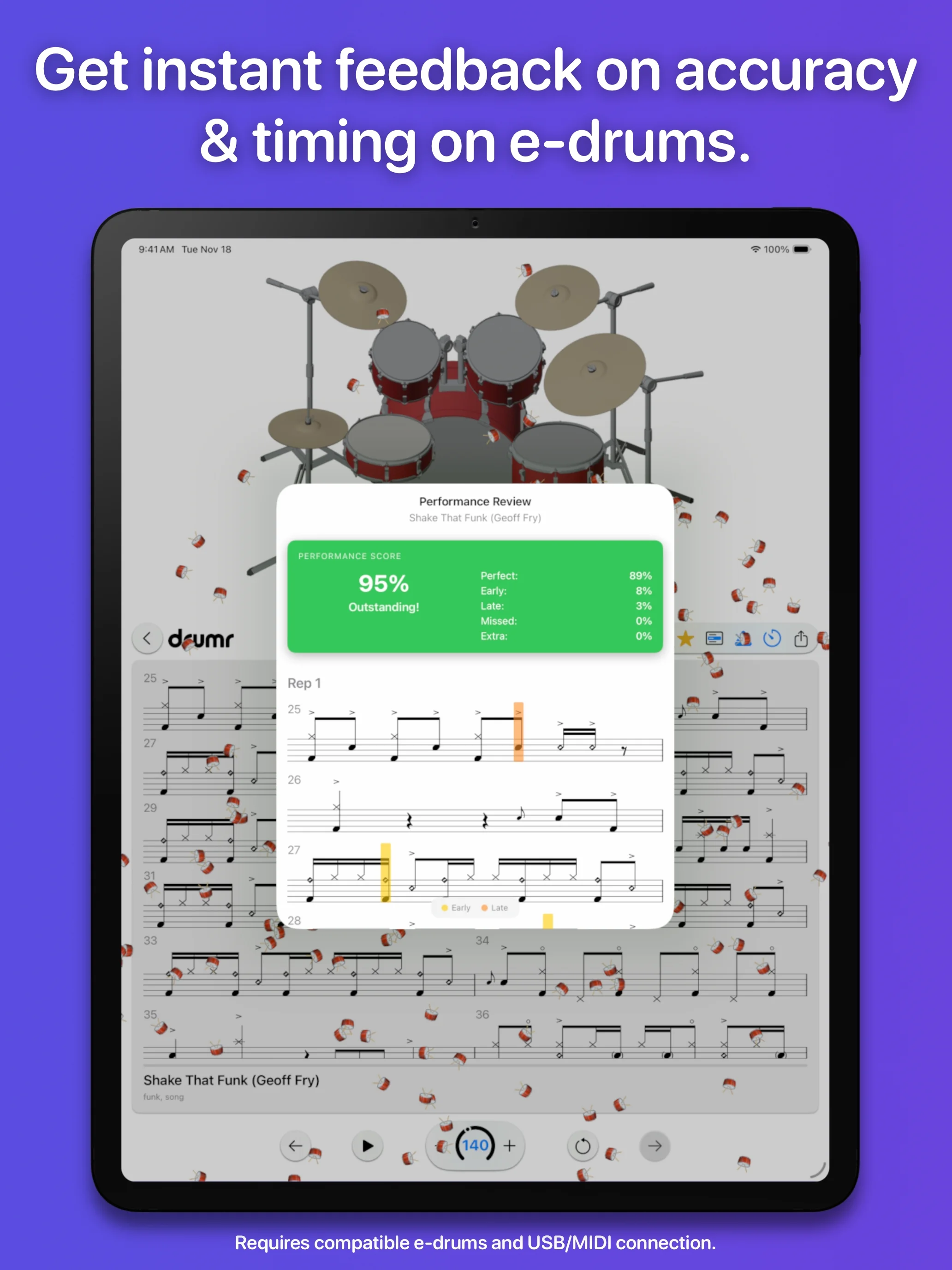 Drumr on iPad - Library browsing